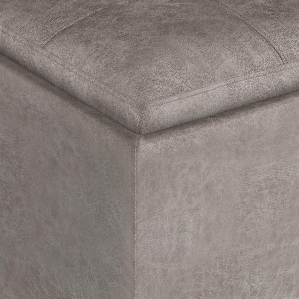 Rockwood Cube Storage Ottoman in Distressed Vegan Leather Image 11