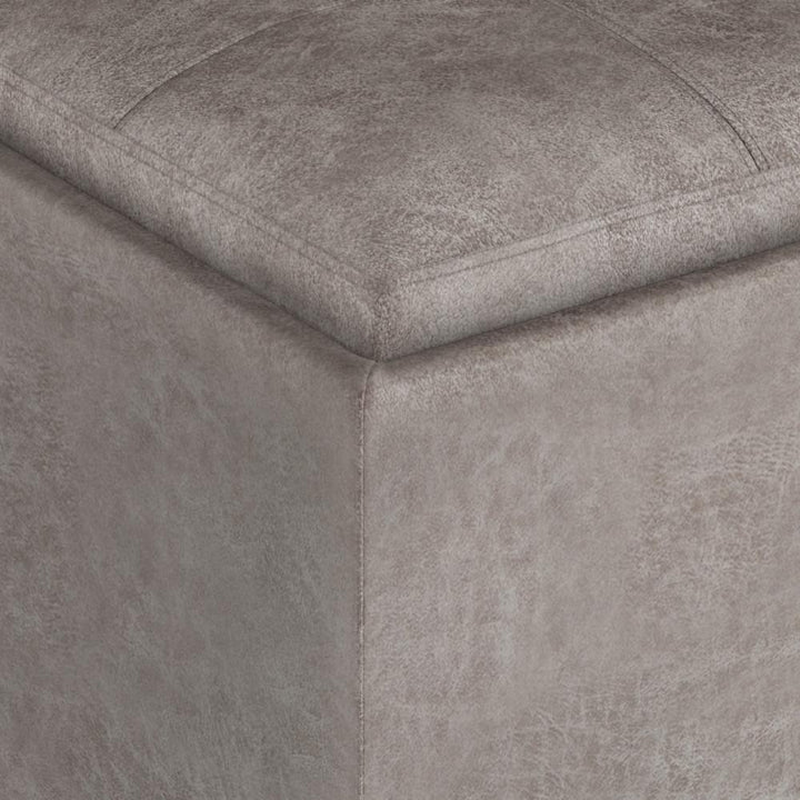 Rockwood Cube Storage Ottoman in Distressed Vegan Leather Image 11