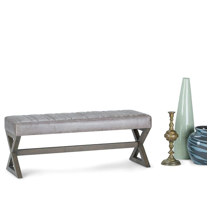 Salinger Ottoman Bench in Distressed Vegan Leather Image 5