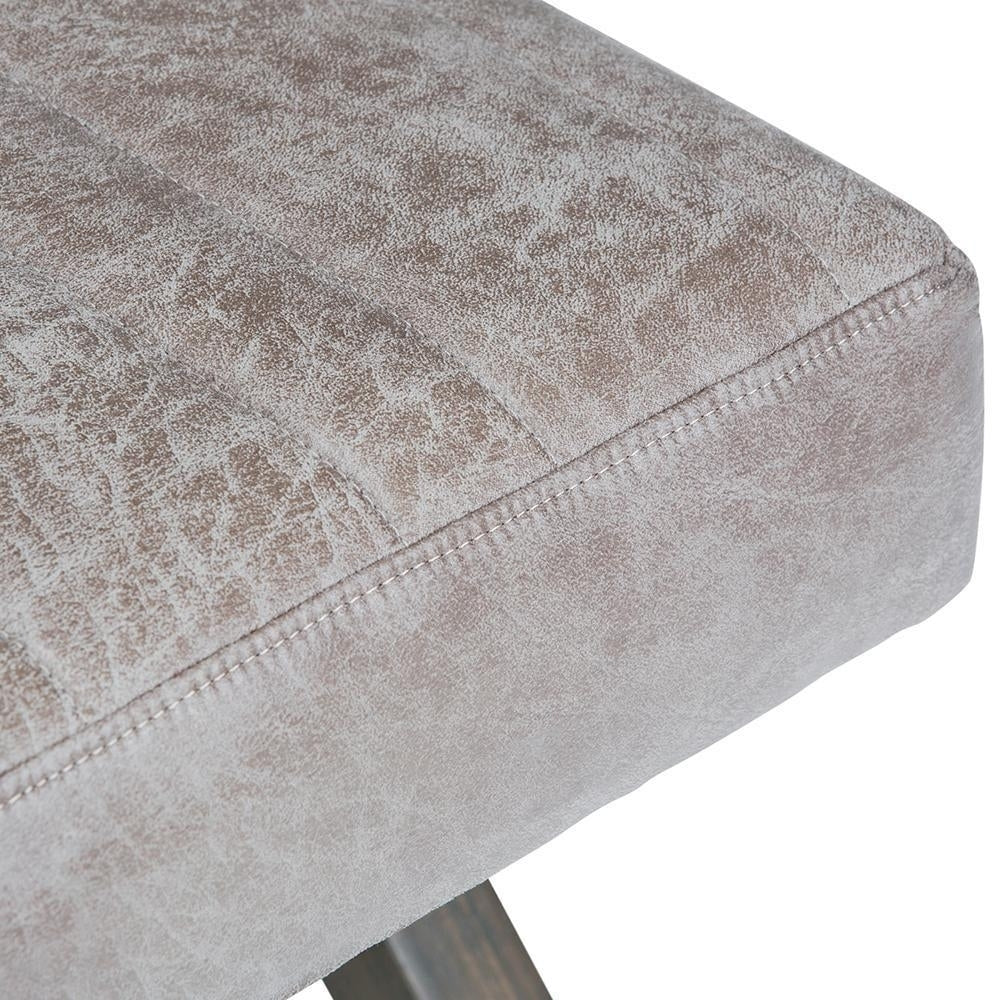 Salinger Ottoman Bench in Distressed Vegan Leather Image 7