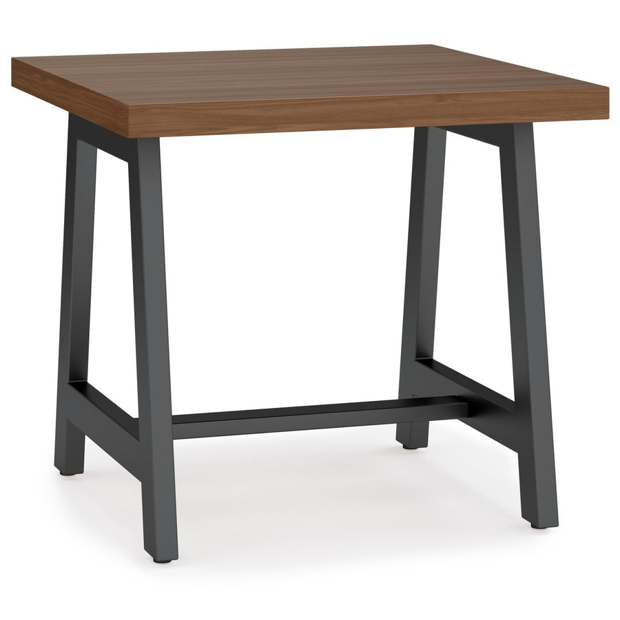 Sawhorse Solid Walnut Veneer and Metal End Table Image 1