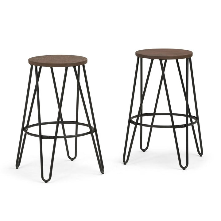 Simeon 26 inch Metal Counter Height Stool with Wood Seat (Set of 2) Image 1