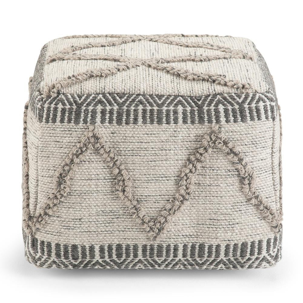 Sweeney Square Pouf Handwoven Wool Cotton 18x18 Accent Footstool Multi-Functional Image 5