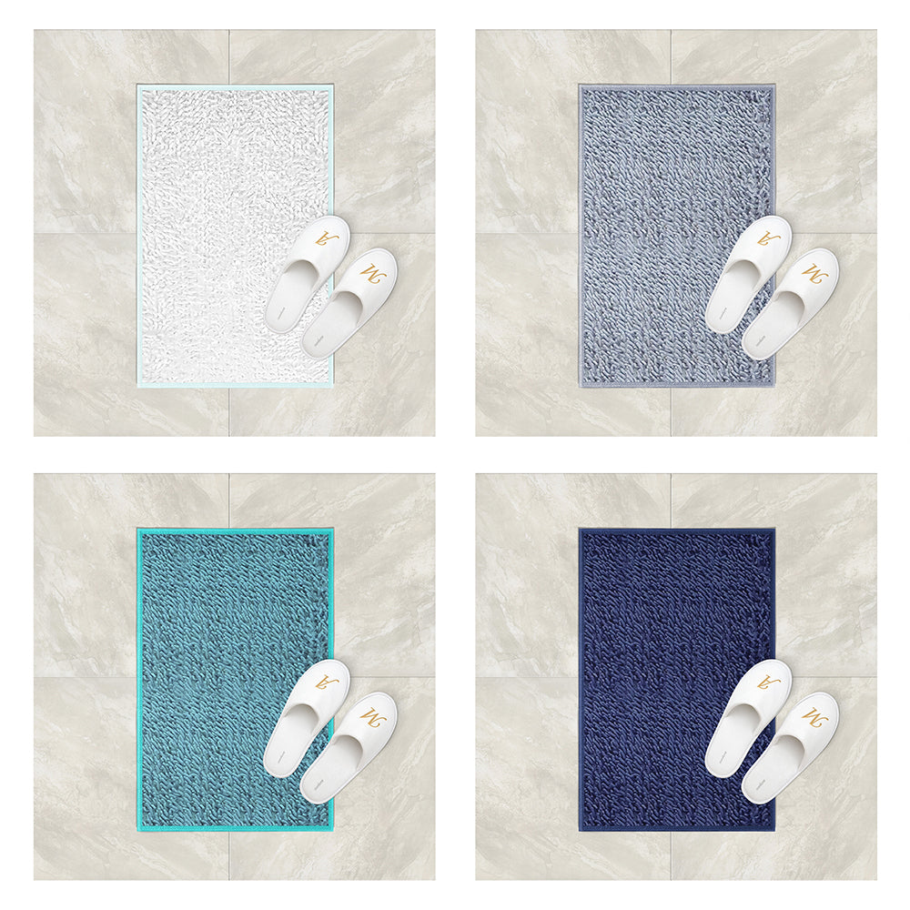 Ultra-Soft Quick-Dry Chenille Bath Mat 2-Pack Non-Slip Absorbent Various Colors Image 3