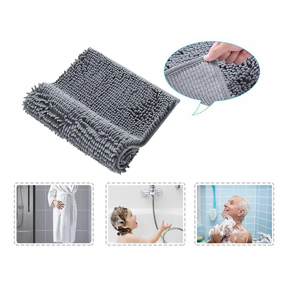 2-Pack: Ultra-Soft Quick-Dry Shaggy Chenille Plush Absorbent Non Slip Ivy Bath Mat Image 5