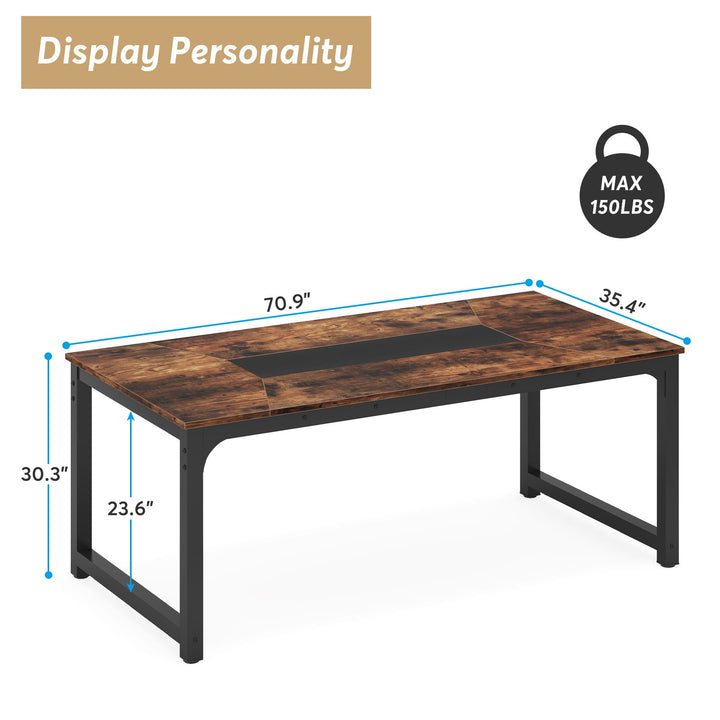 78.7"x39.4" Dining Table, Rectangular Dinner Table with Heavy Duty Metal Legs for 6-8 Person Image 3