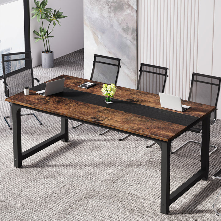 Conference Table, 6FT Meeting Seminar Table Rectangular Meeting Room Desk Image 3