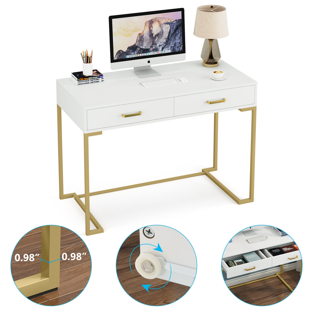 "40 Inch Modern Makeup Vanity Desk with Drawers Small Desk Home Office Furniture" Image 5