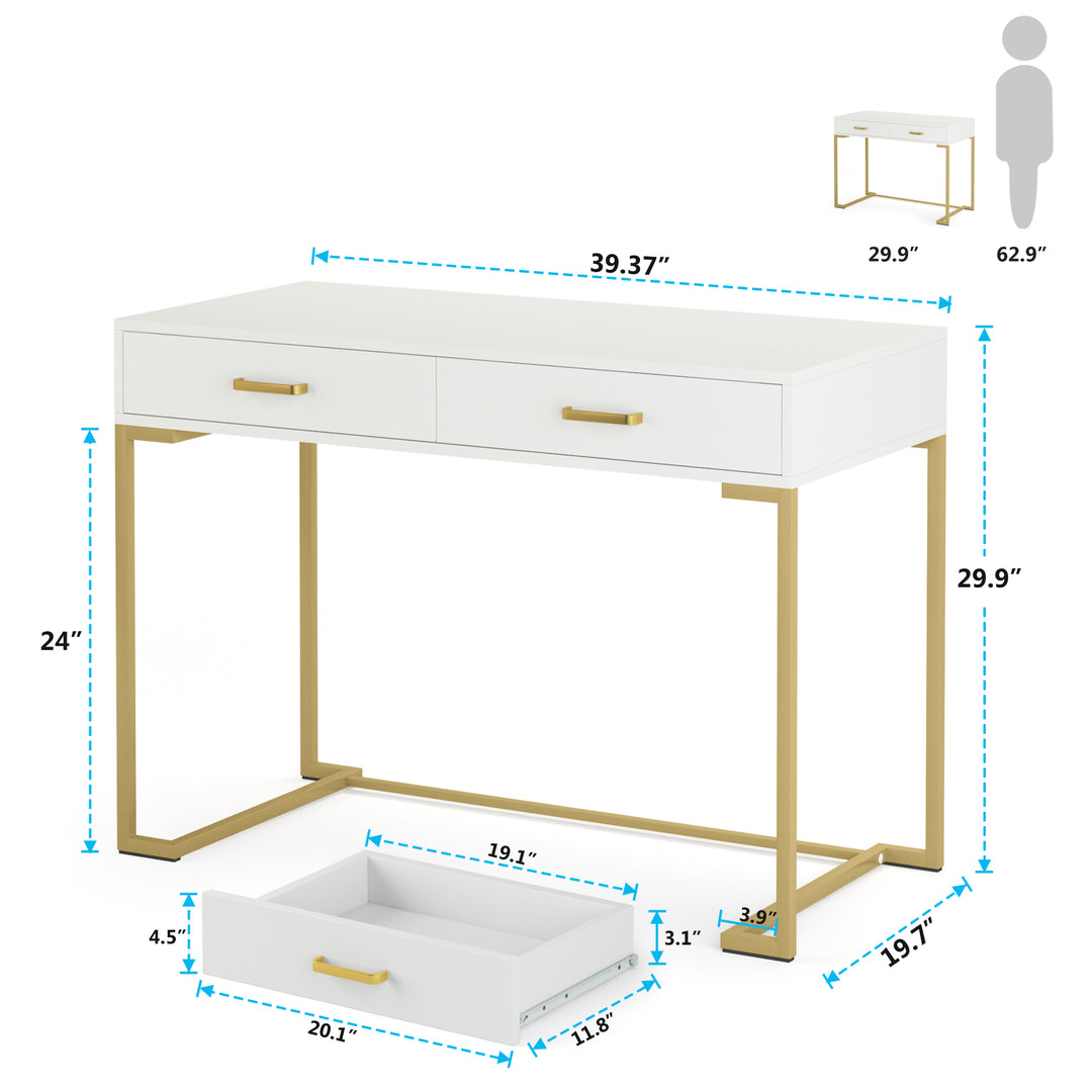 "40 Inch Modern Makeup Vanity Desk with Drawers Small Desk Home Office Furniture" Image 6