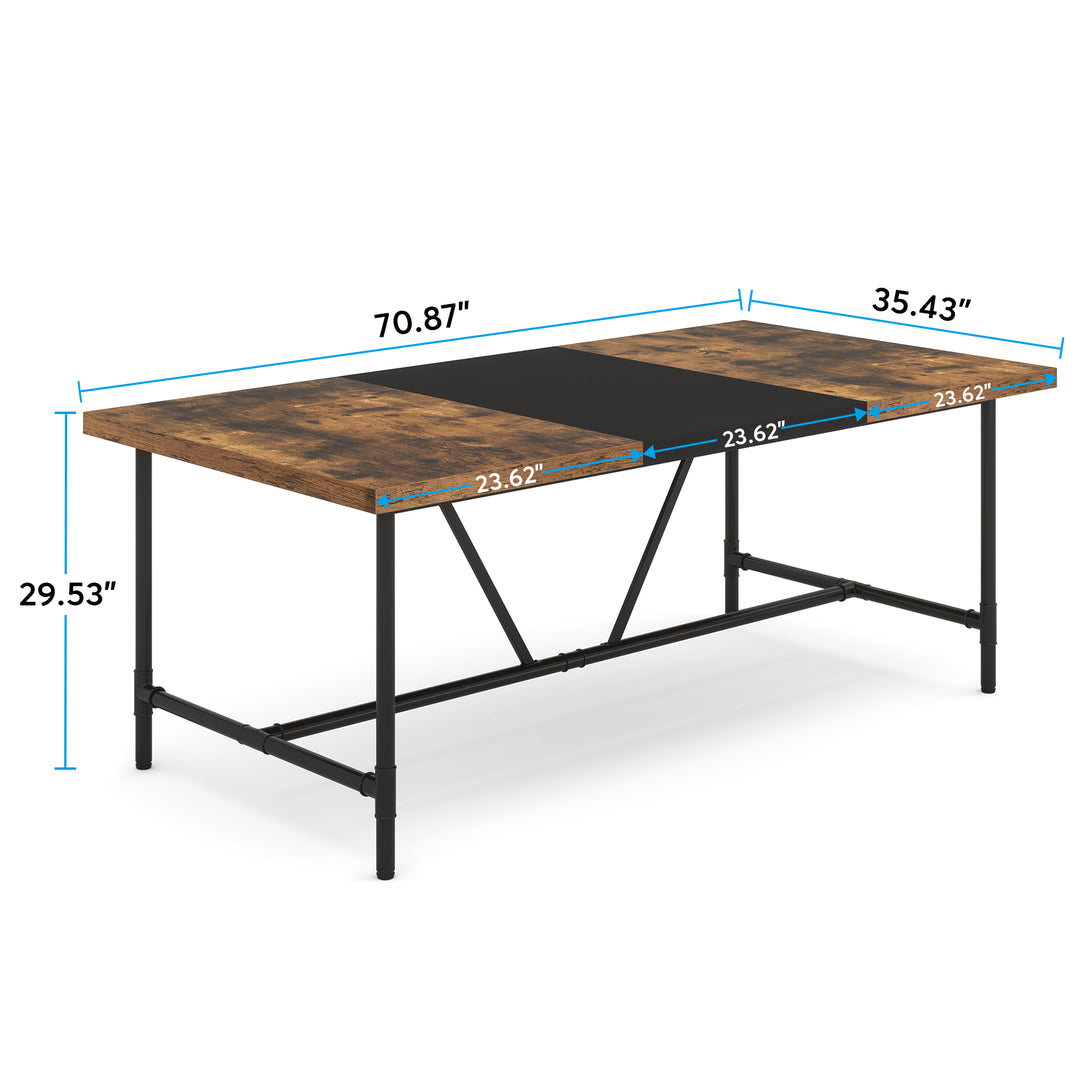 6FT Conference Table Rectangle Multipurpose Desk Matte Black Industrial Style Image 4