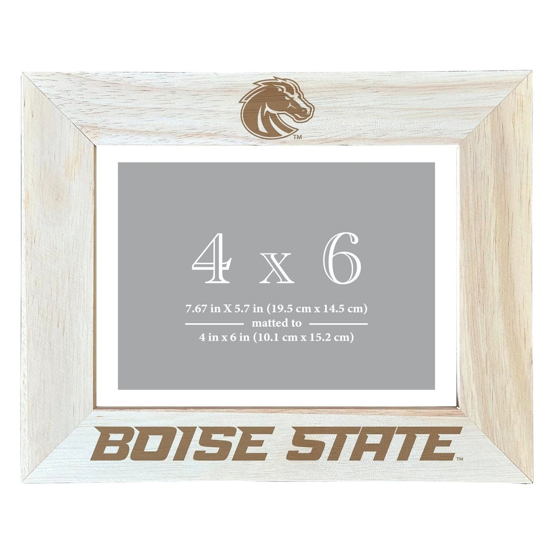 Boise State Broncos Wooden Photo Frame - Customizable 4 x 6 Inch - Elegant Matted Display for Memories Image 1