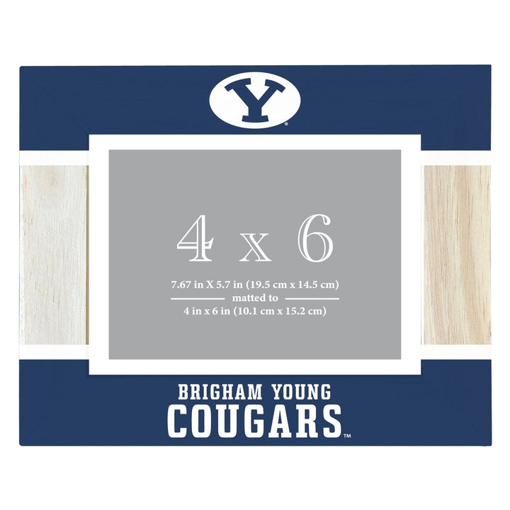 Brigham Young Cougars Wooden Photo Frame - Customizable 4 x 6 Inch - Elegant Matted Display for Memories Image 1