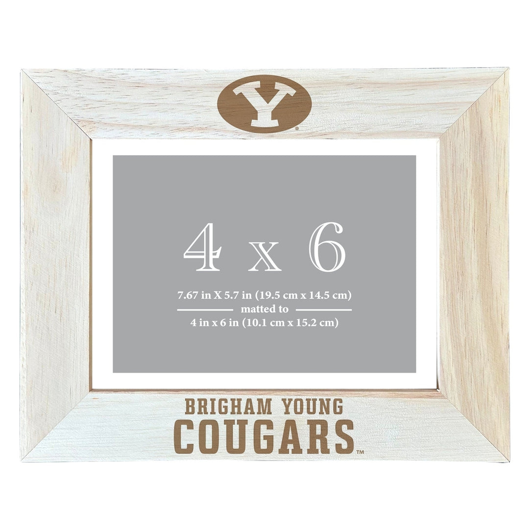 Brigham Young Cougars Wooden Photo Frame - Customizable 4 x 6 Inch - Elegant Matted Display for Memories Image 2