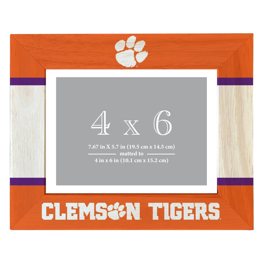 Clemson Tigers Wooden Photo Frame - Customizable 4 x 6 Inch - Elegant Matted Display for Memories Image 1