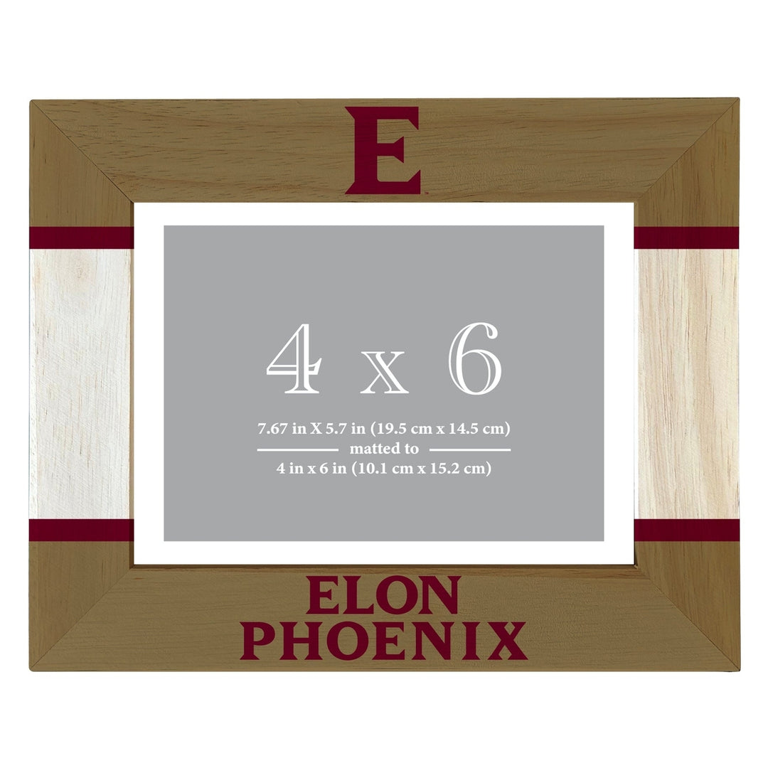 Elon University Wooden Photo Frame - Customizable 4 x 6 Inch - Elegant Matted Display for Memories Image 1