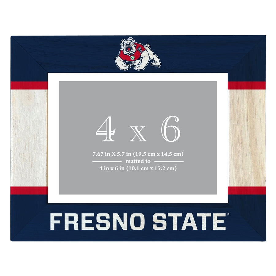 Fresno State Bulldogs Wooden Photo Frame - Customizable 4 x 6 Inch - Elegant Matted Display for Memories Image 1