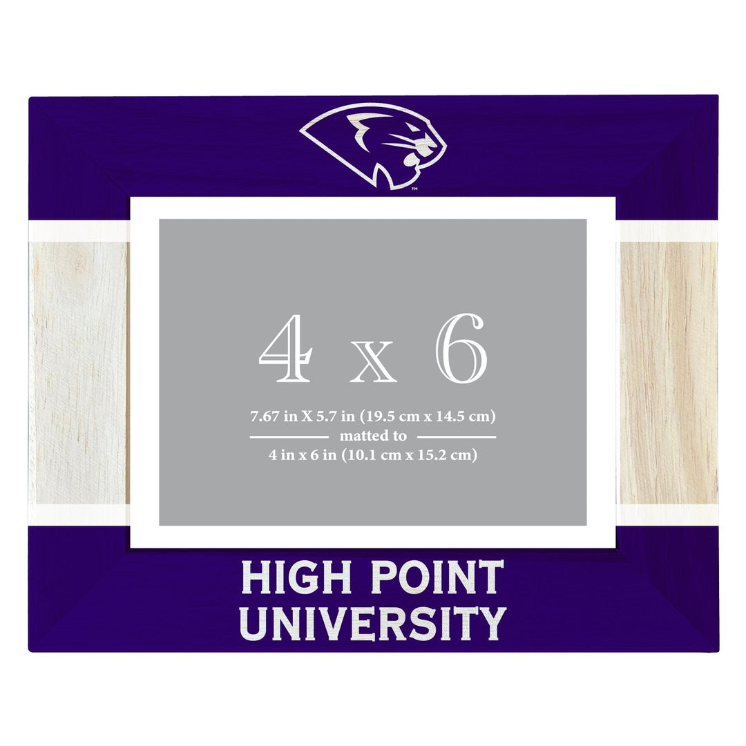 High Point University Wooden Photo Frame - Customizable 4 x 6 Inch - Elegant Matted Display for Memories Image 1