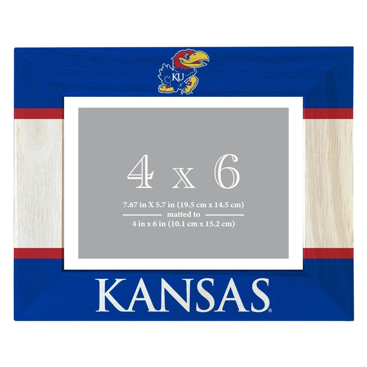 Kansas Jayhawks Wooden Photo Frame - Customizable 4 x 6 Inch - Elegant Matted Display for Memories Image 1