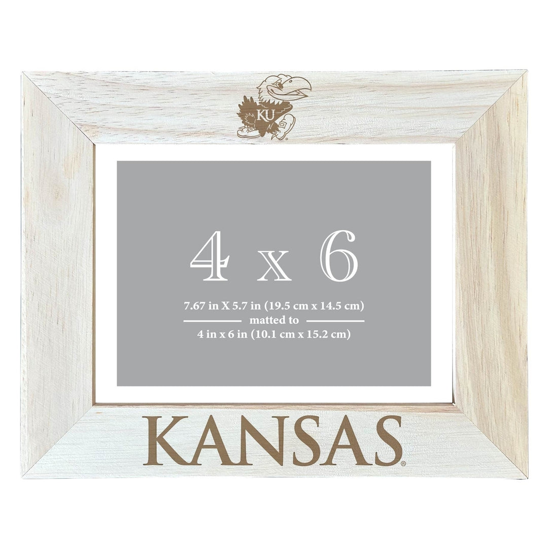 Kansas Jayhawks Wooden Photo Frame - Customizable 4 x 6 Inch - Elegant Matted Display for Memories Image 2