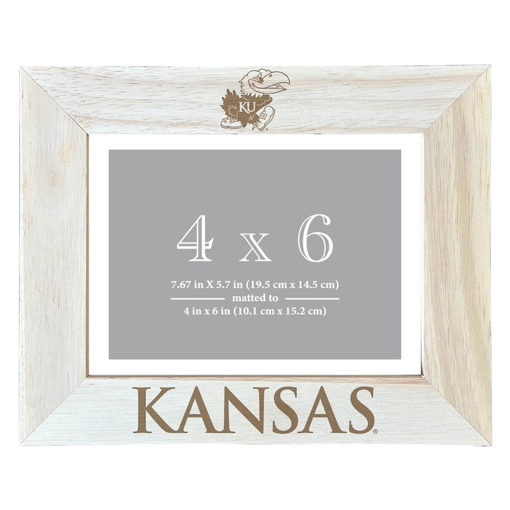 Kansas Jayhawks Wooden Photo Frame - Customizable 4 x 6 Inch - Elegant Matted Display for Memories Image 2