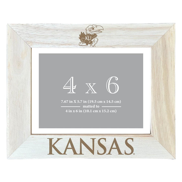 Kansas Jayhawks Wooden Photo Frame - Customizable 4 x 6 Inch - Elegant Matted Display for Memories Image 1