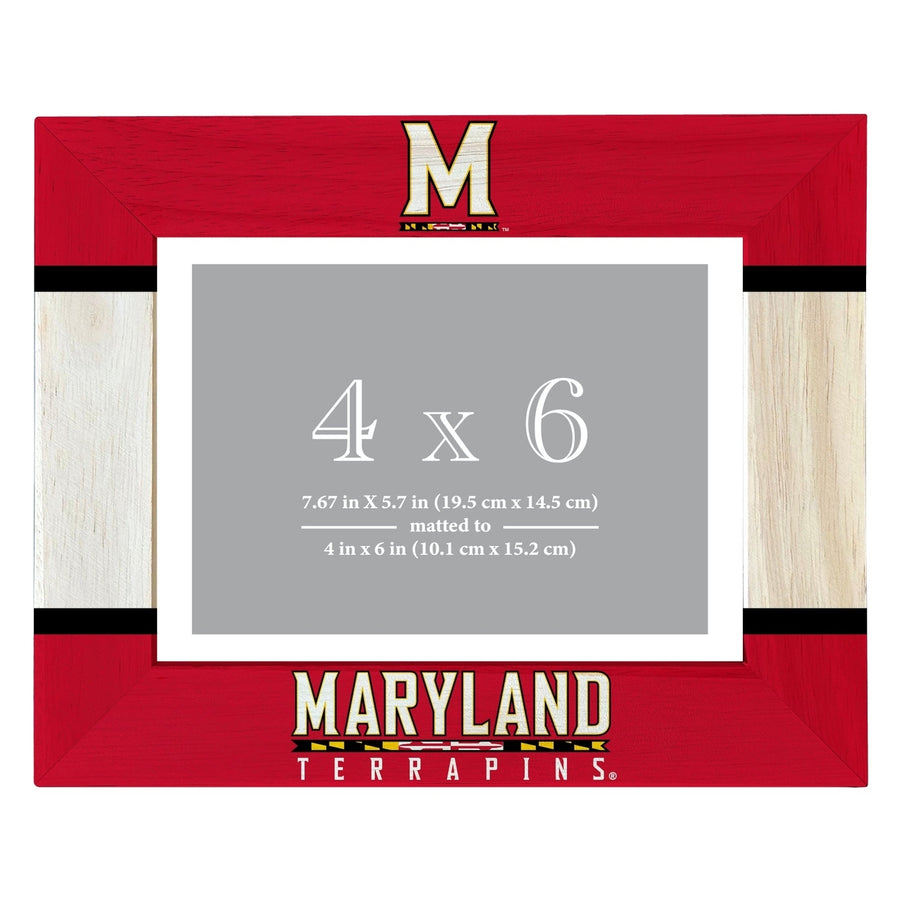 Maryland Terrapins Wooden Photo Frame - Customizable 4 x 6 Inch - Elegant Matted Display for Memories Image 1