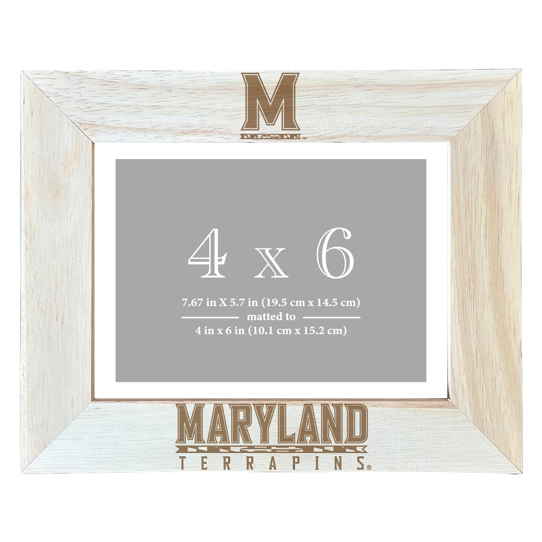 Maryland Terrapins Wooden Photo Frame - Customizable 4 x 6 Inch - Elegant Matted Display for Memories Image 2