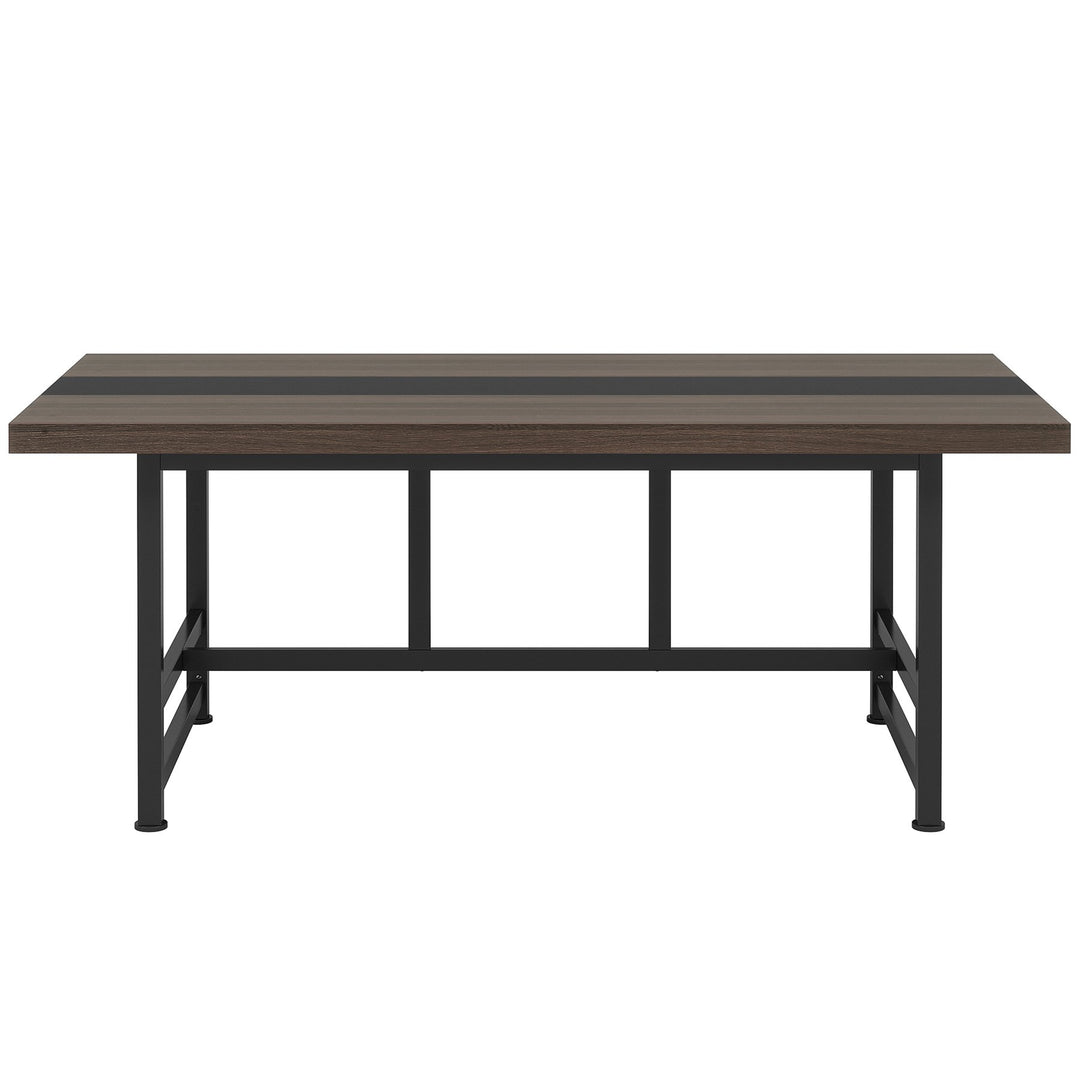 Wooden Dining Table for 6-8 People Rectangular Metal Frame Modern Design Image 5