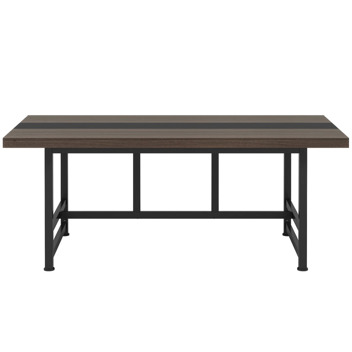 Wooden Dining Table for 6-8 People Rectangular Metal Frame Modern Design Image 5