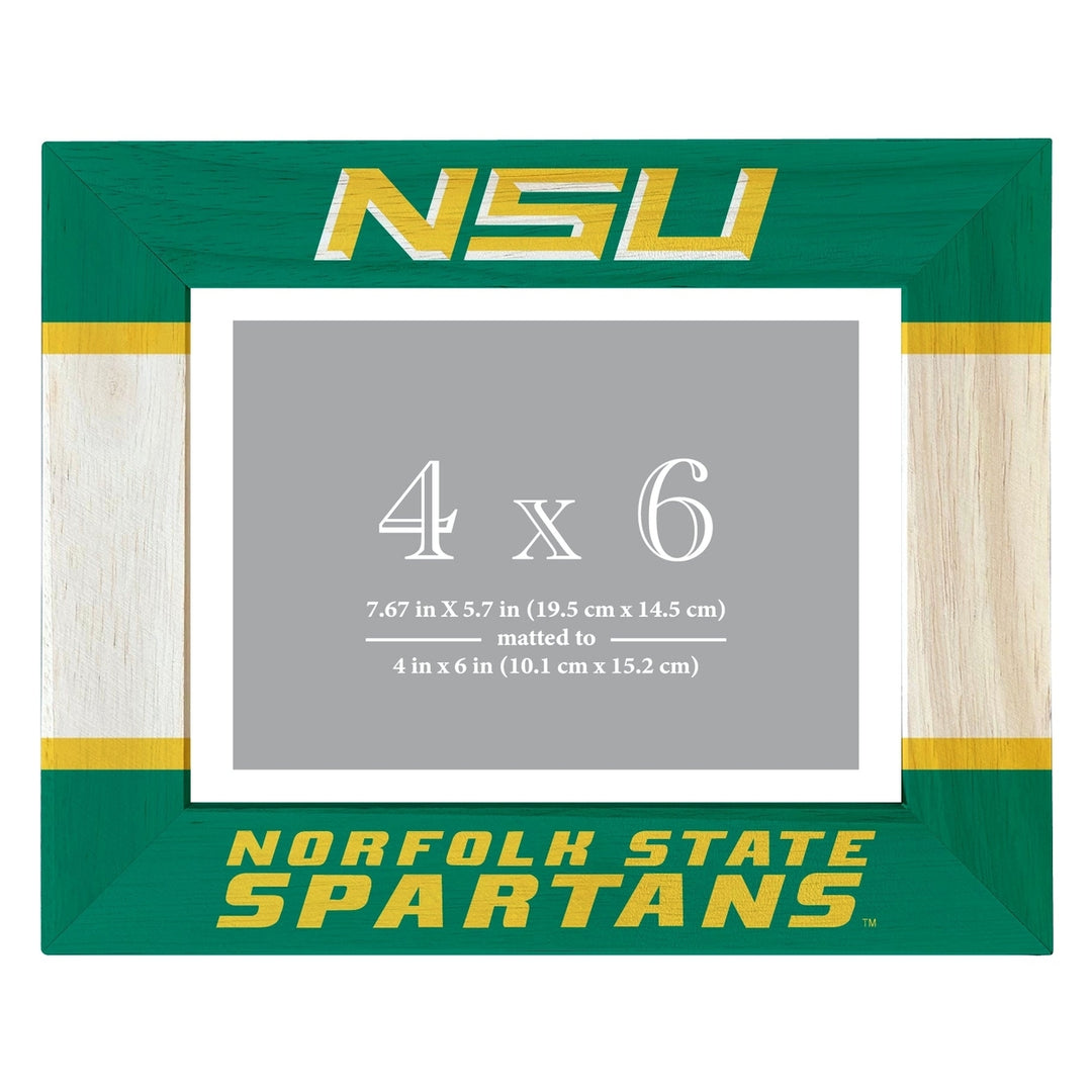 Norfolk State University Wooden Photo Frame - Customizable 4 x 6 Inch - Elegant Matted Display for Memories Image 1