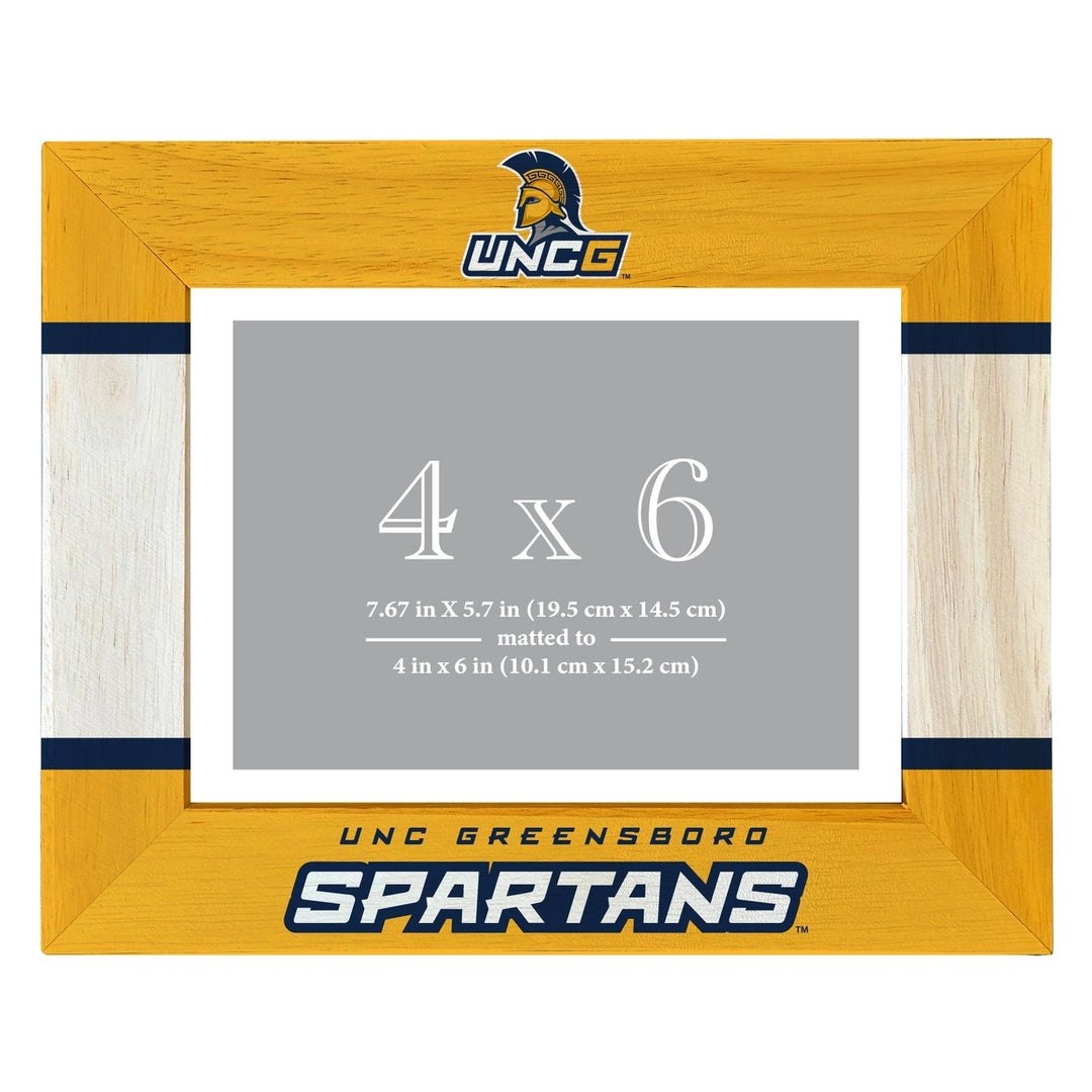 North Carolina Greensboro Spartans Wooden Photo Frame - Customizable 4 x 6 Inch - Elegant Matted Display for Memories Image 1