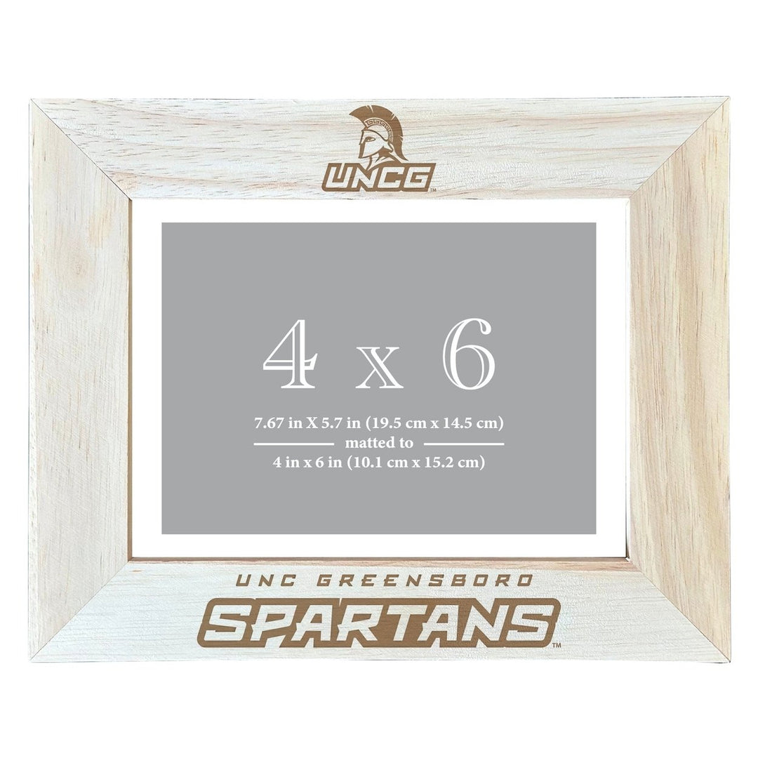 North Carolina Greensboro Spartans Wooden Photo Frame - Customizable 4 x 6 Inch - Elegant Matted Display for Memories Image 1