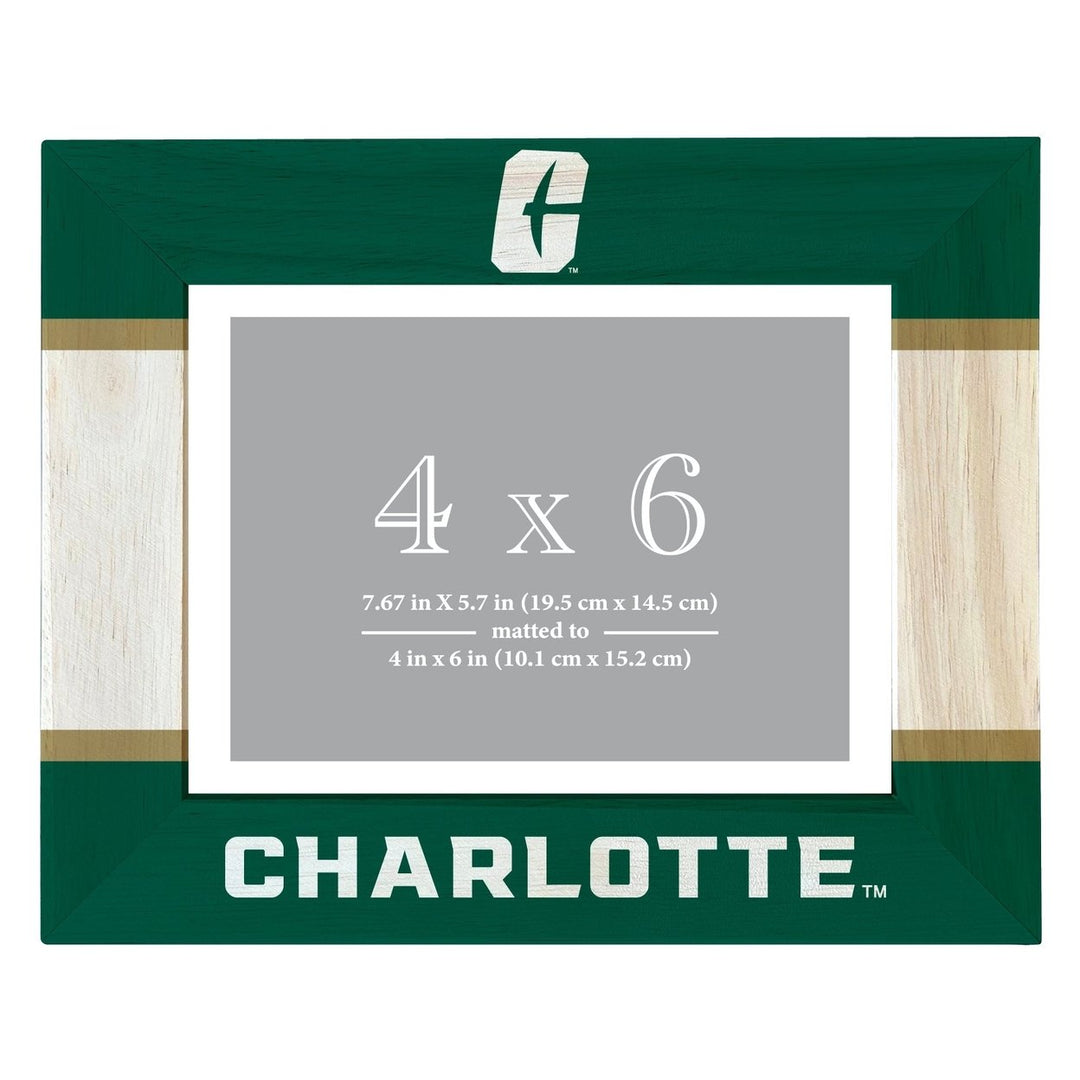 North Carolina Charlotte Forty-Niners Wooden Photo Frame - Customizable 4 x 6 Inch - Elegant Matted Display for Memories Image 1