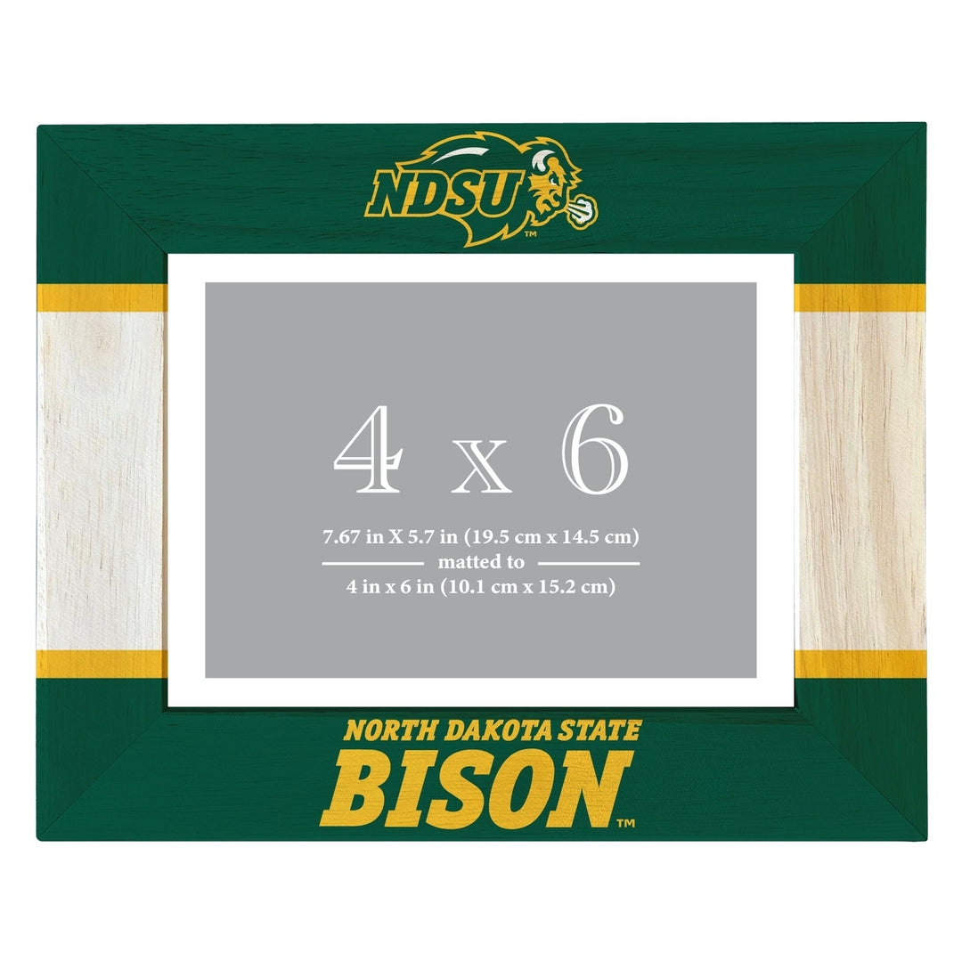 North Dakota State Bison Wooden Photo Frame - Customizable 4 x 6 Inch - Elegant Matted Display for Memories Image 1