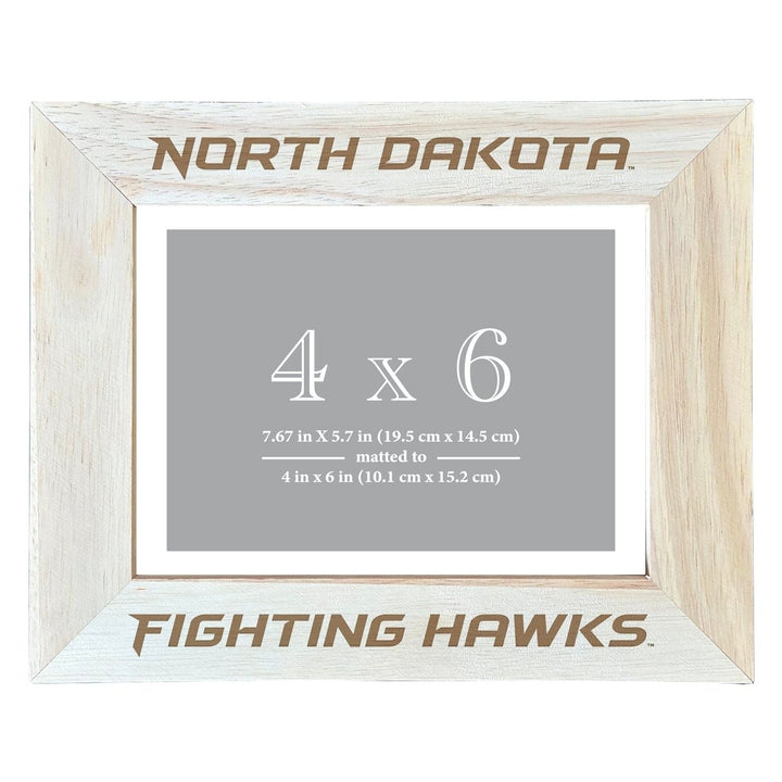 North Dakota Fighting Hawks Wooden Photo Frame - Customizable 4 x 6 Inch - Elegant Matted Display for Memories Image 1