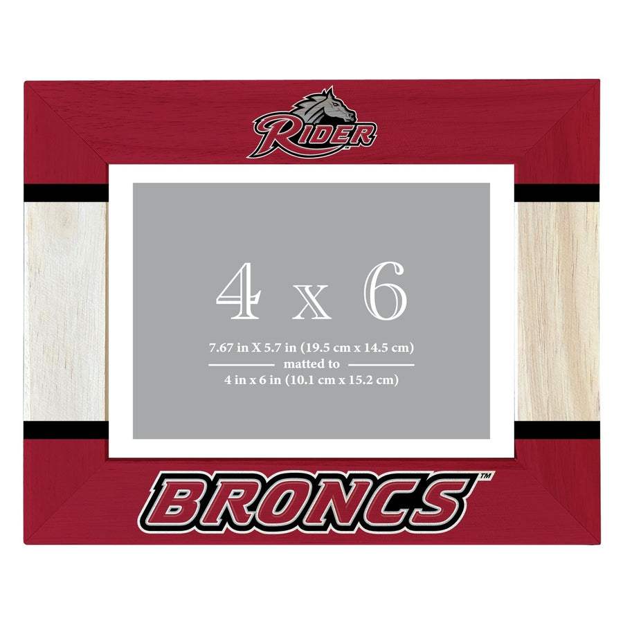 Rider University Broncs Wooden Photo Frame - Customizable 4 x 6 Inch - Elegant Matted Display for Memories Image 1