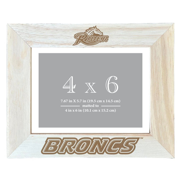 Rider University Broncs Wooden Photo Frame - Customizable 4 x 6 Inch - Elegant Matted Display for Memories Image 1