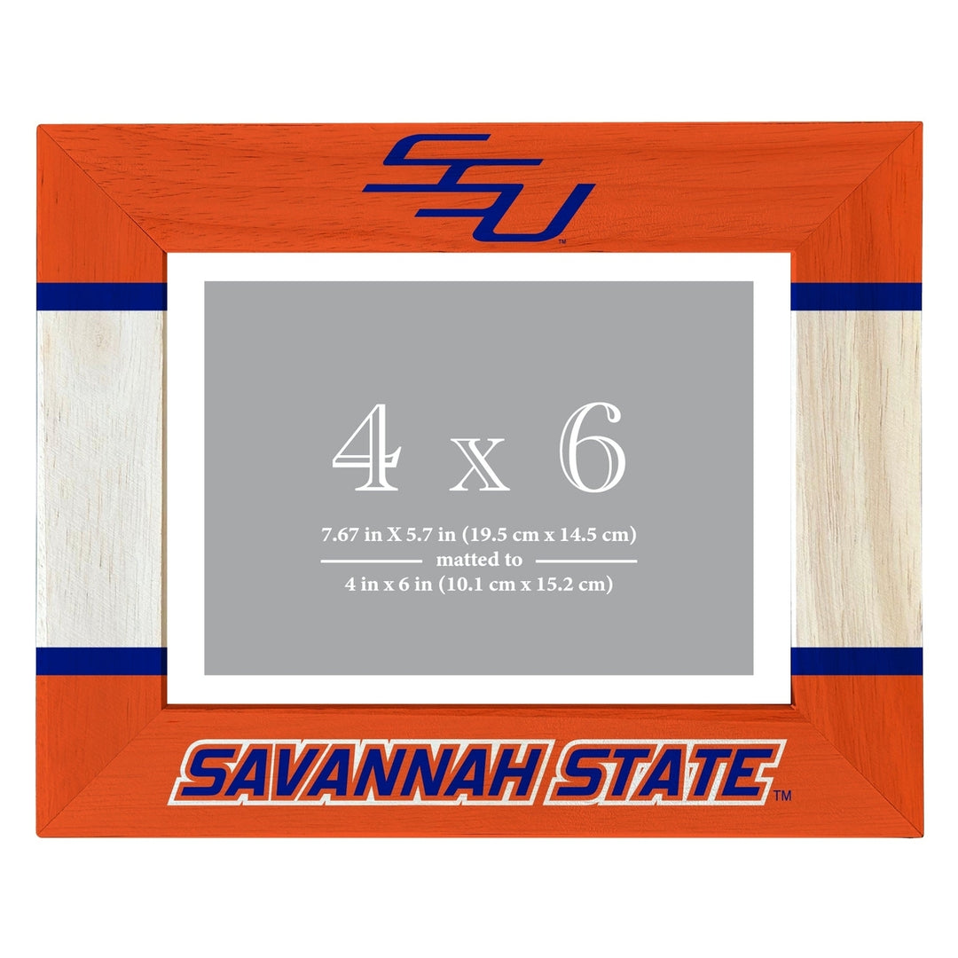 Savannah State University Wooden Photo Frame - Customizable 4 x 6 Inch - Elegant Matted Display for Memories Image 1