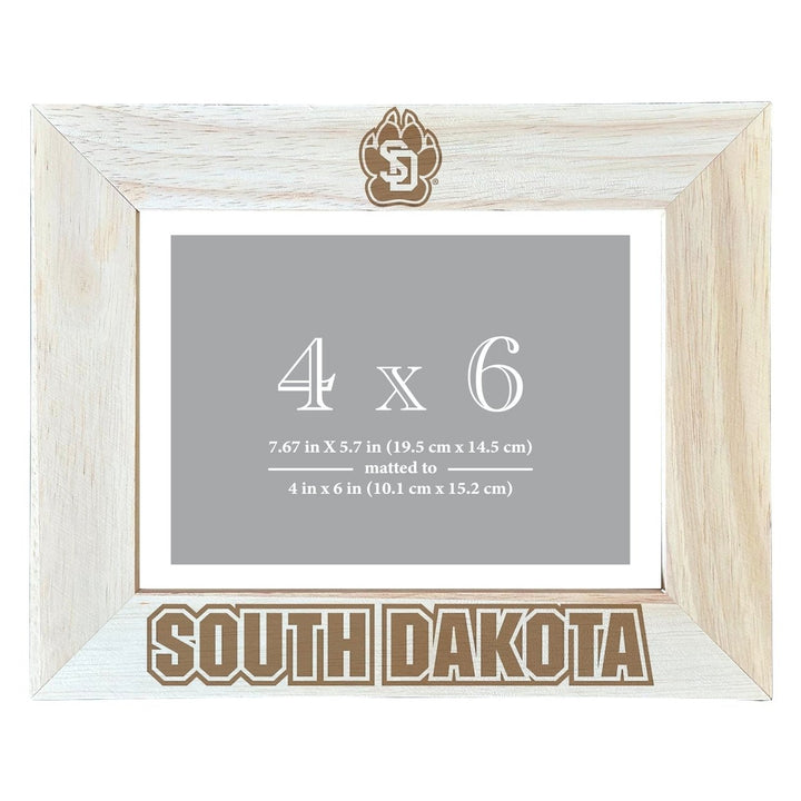 South Dakota Coyotes Wooden Photo Frame - Customizable 4 x 6 Inch - Elegant Matted Display for Memories Image 1