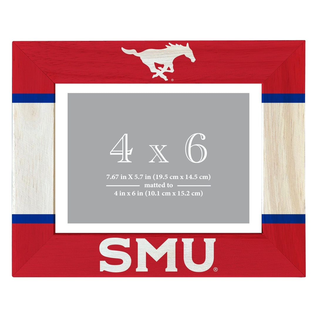 Southern Methodist University Wooden Photo Frame - Customizable 4 x 6 Inch - Elegant Matted Display for Memories Image 1