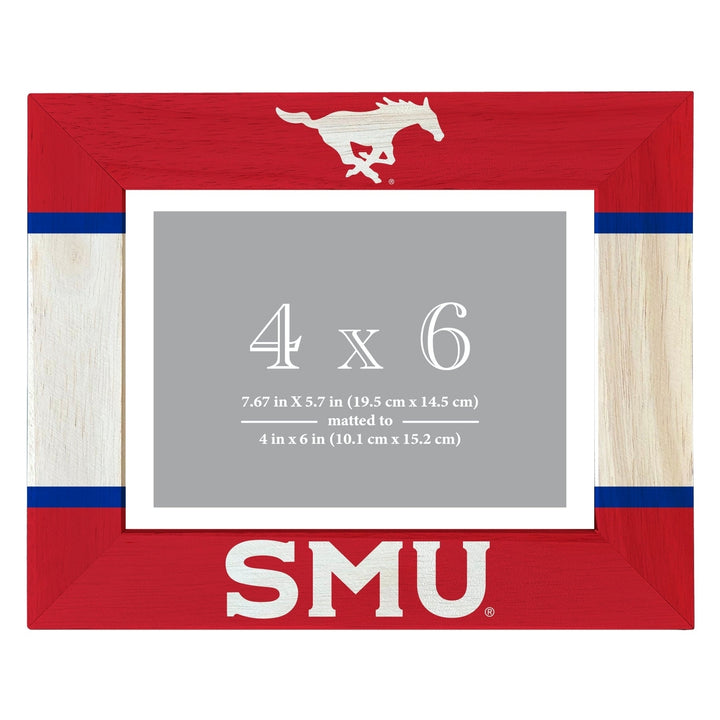 Southern Methodist University Wooden Photo Frame - Customizable 4 x 6 Inch - Elegant Matted Display for Memories Image 1