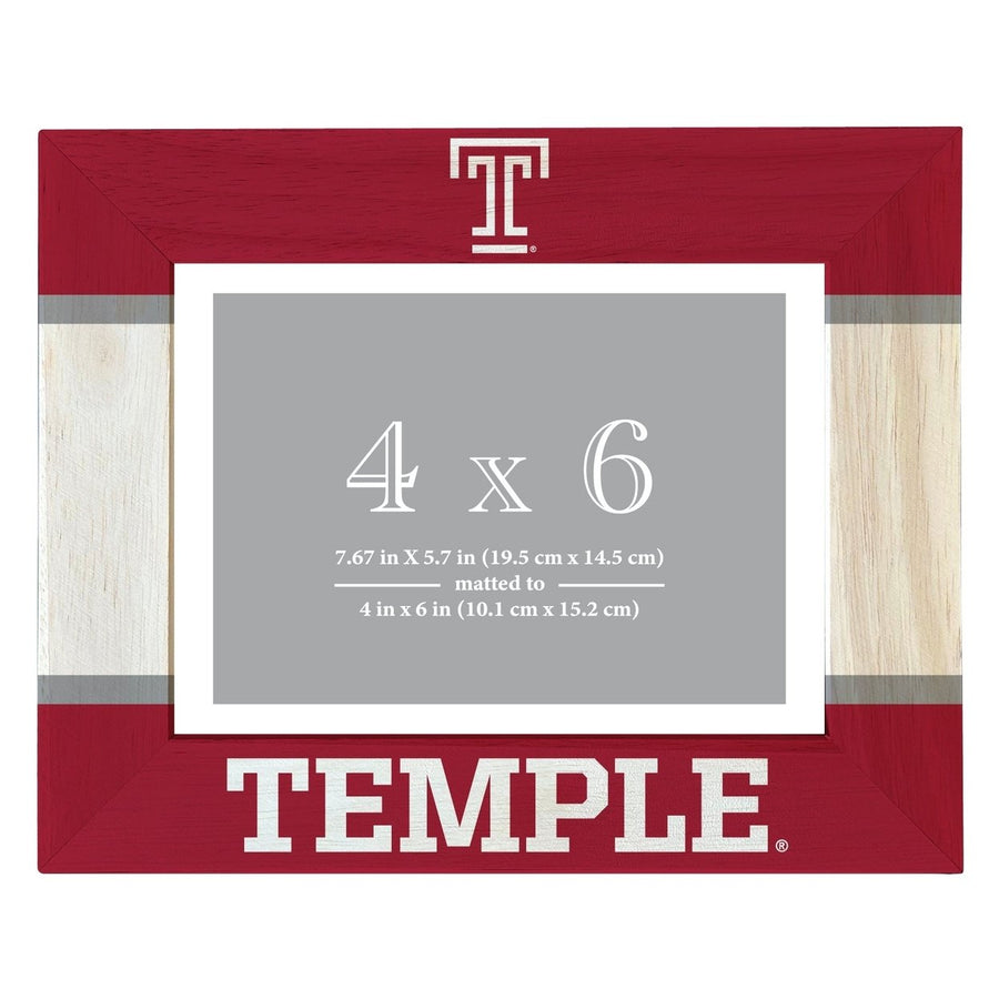 Temple University Wooden Photo Frame - Customizable 4 x 6 Inch - Elegant Matted Display for Memories Image 1