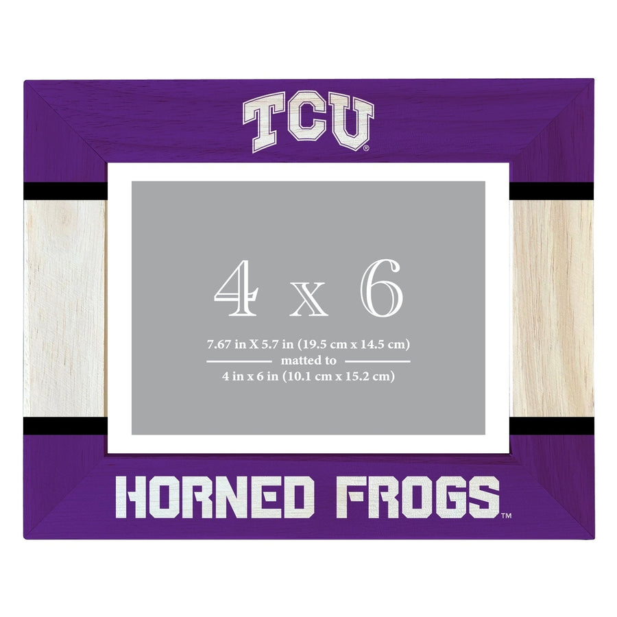 Texas Christian University Wooden Photo Frame - Customizable 4 x 6 Inch - Elegant Matted Display for Memories Image 1