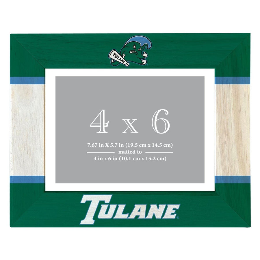 Tulane University Green Wave Wooden Photo Frame - Customizable 4 x 6 Inch - Elegant Matted Display for Memories Image 1