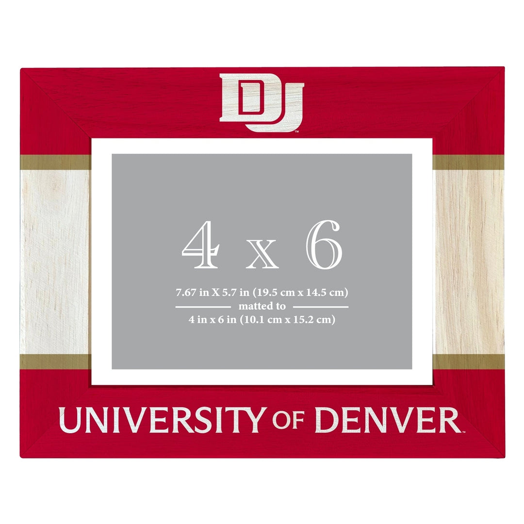 University of Denver Pioneers Wooden Photo Frame - Customizable 4 x 6 Inch - Elegant Matted Display for Memories Image 1