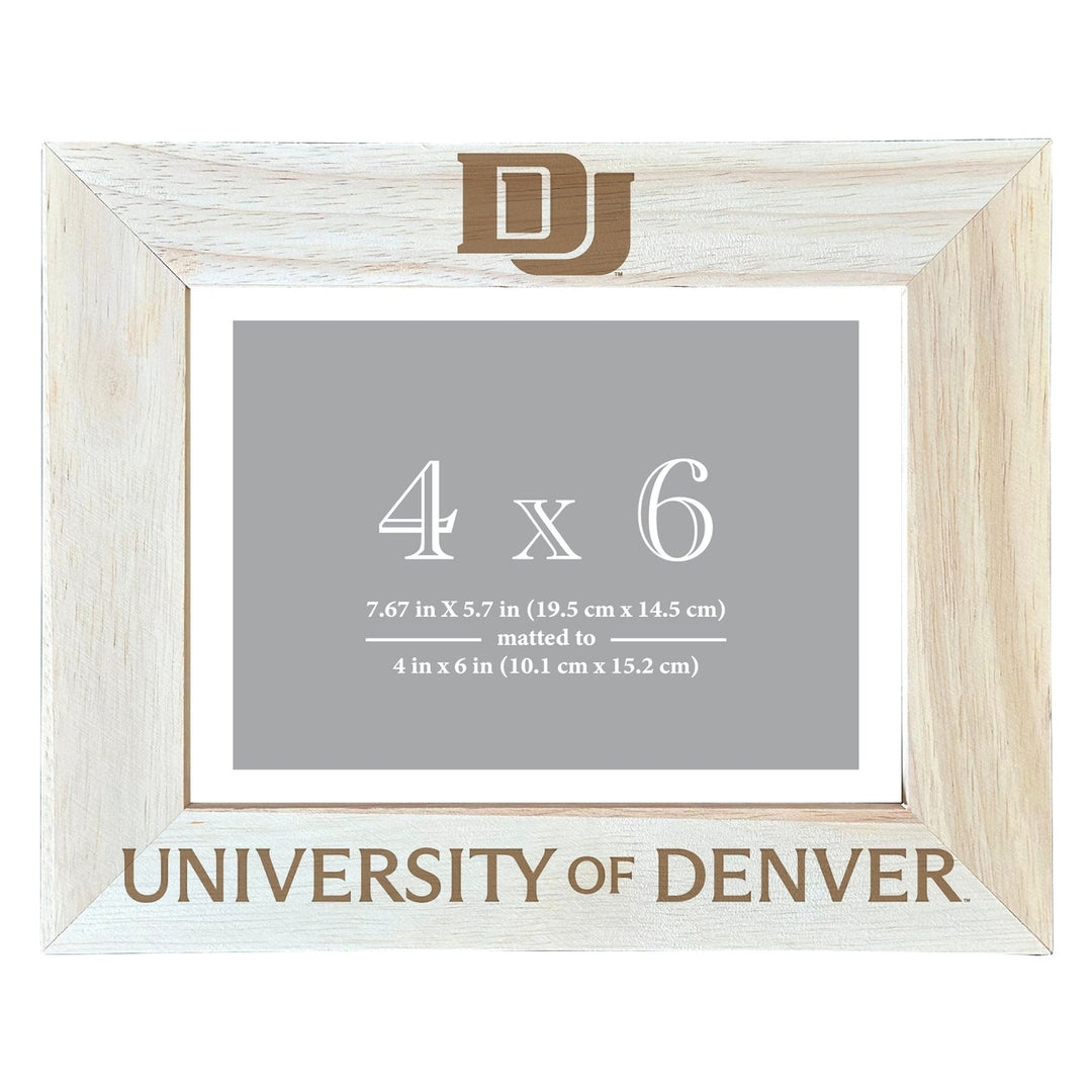 University of Denver Pioneers Wooden Photo Frame - Customizable 4 x 6 Inch - Elegant Matted Display for Memories Image 2