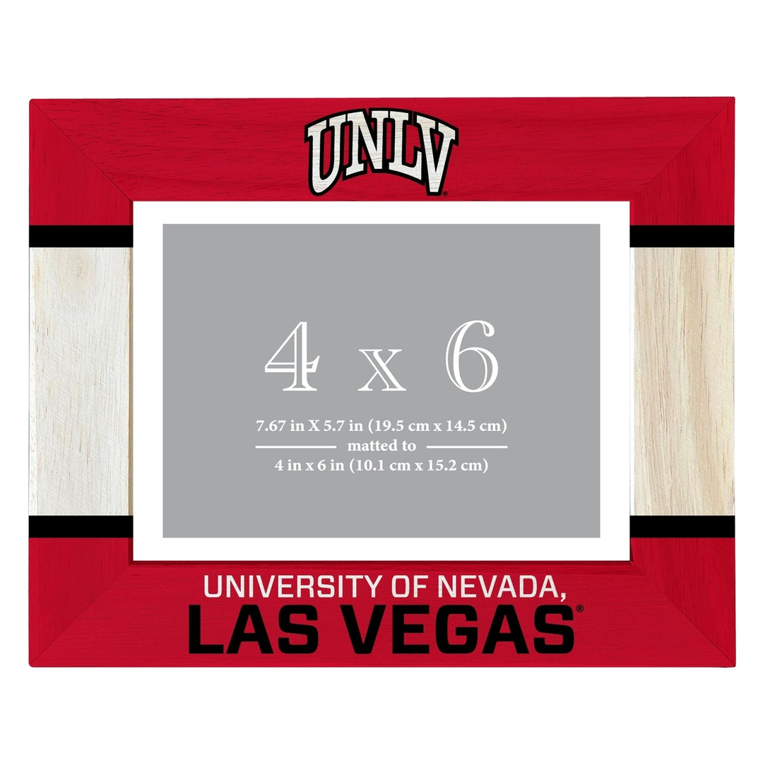 UNLV Rebels Wooden Photo Frame - Customizable 4 x 6 Inch - Elegant Matted Display for Memories Image 1