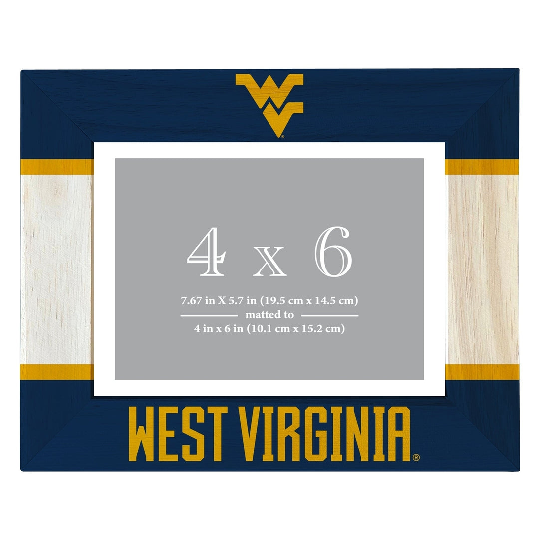 West Virginia Mountaineers Wooden Photo Frame - Customizable 4 x 6 Inch - Elegant Matted Display for Memories Image 1