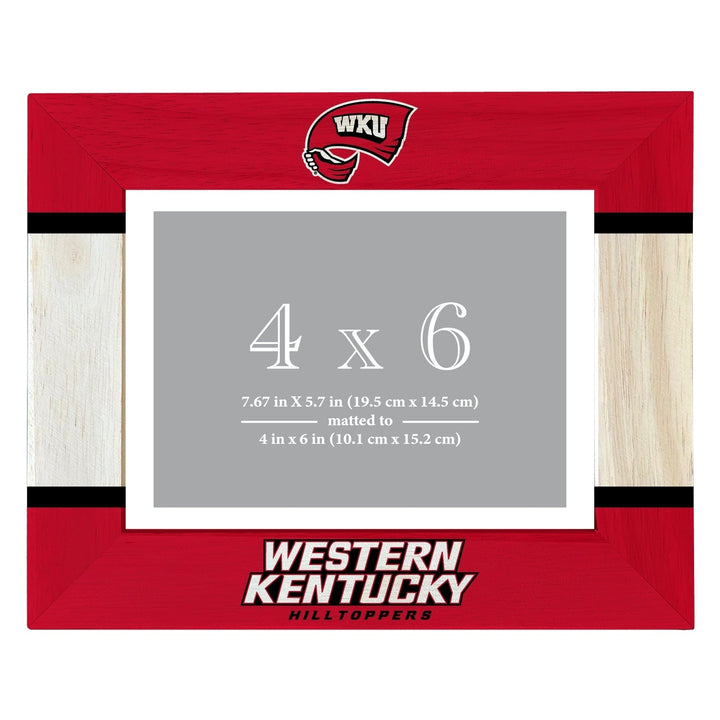 Western Kentucky Hilltoppers Wooden Photo Frame - Customizable 4 x 6 Inch - Elegant Matted Display for Memories Image 1