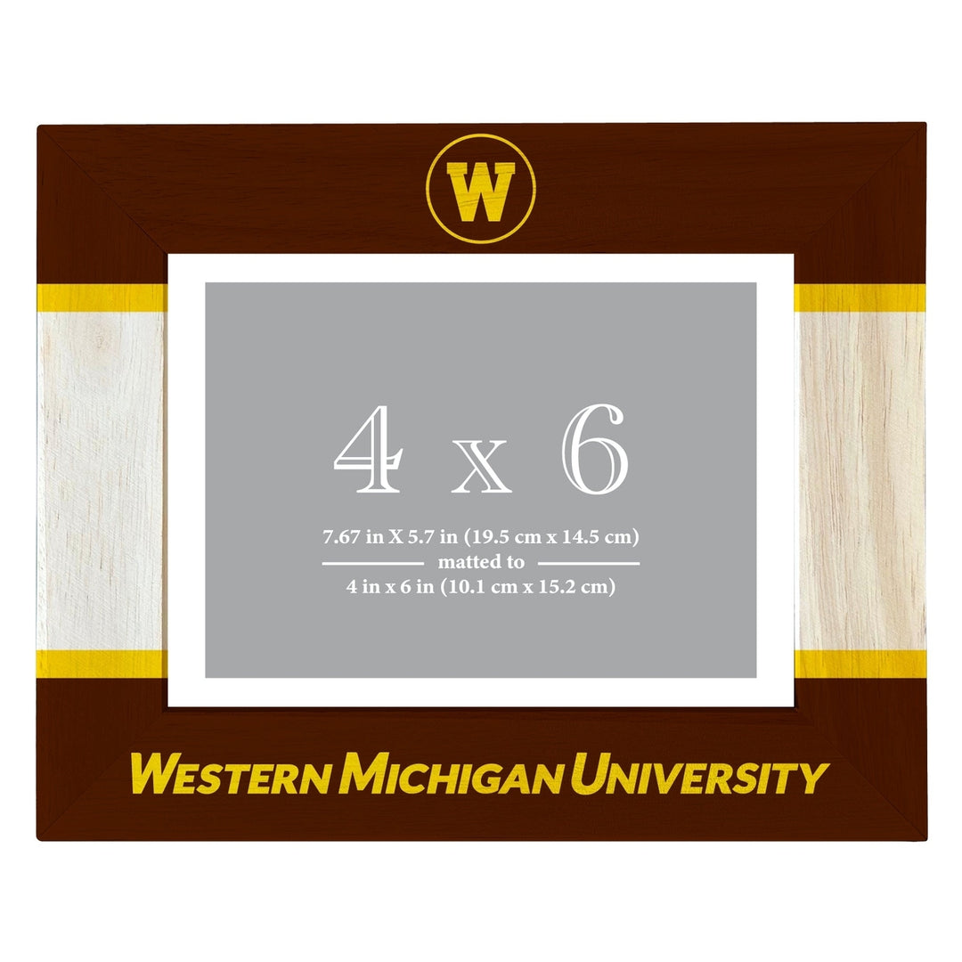 Western Michigan University Wooden Photo Frame - Customizable 4 x 6 Inch - Elegant Matted Display for Memories Image 1